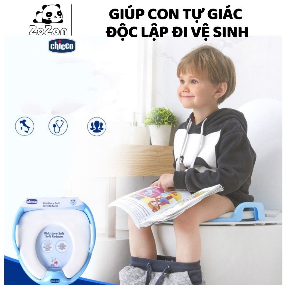 Bồn cầu cho bé chính hãng Chicco chống lạnh mông cho bé tự đi vệ sinh độc lập từ 1-5 tuổi bệ lót toilet có tay nắm Zozon