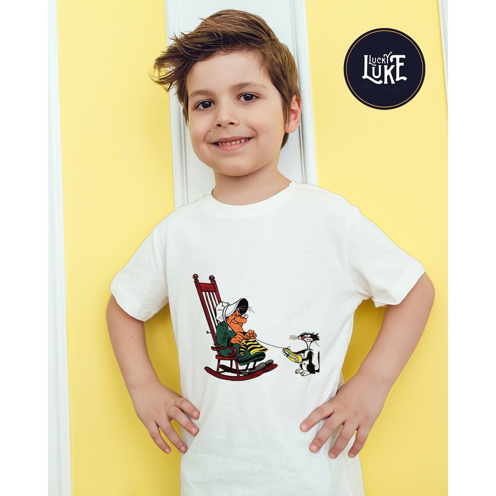 Áo thun Cotton Unisex - Movie - Lucky Luke - Bảo mẫu nhà dalton