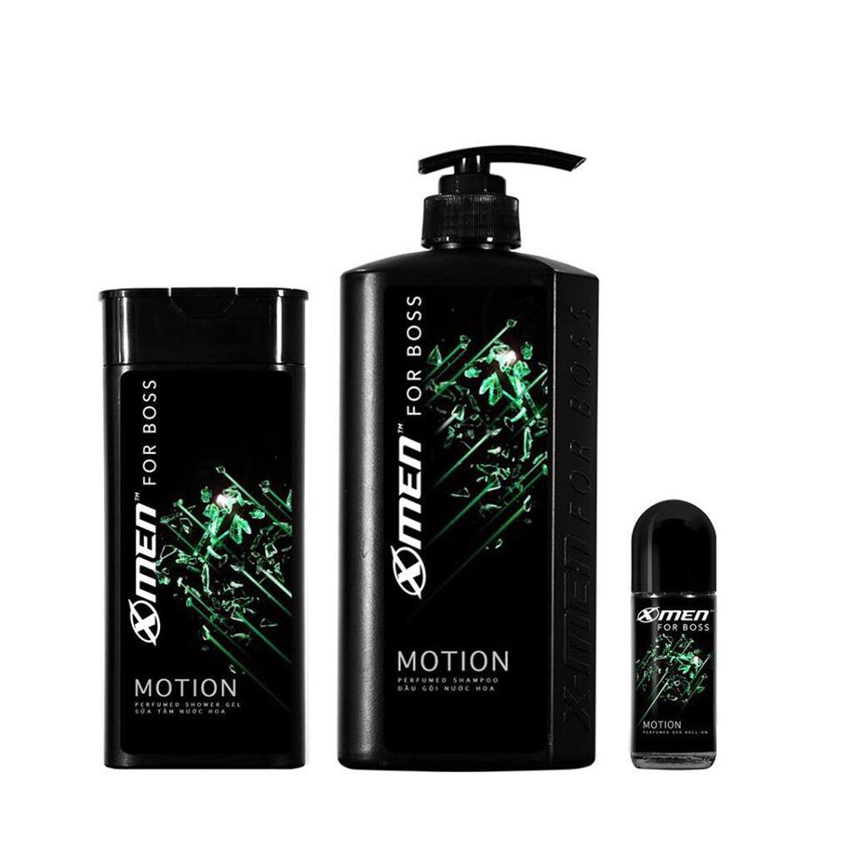 Combo Dầu gội nước hoa 650g+ Sữa tắm nước hoa 180g+ Lăn khử mùi 50ml( Xmen for Boss Motion)