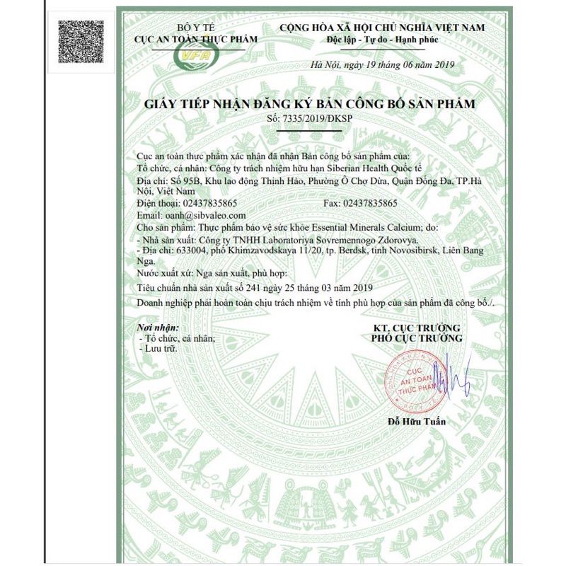 Canxi hữu cơ siberian Nga.