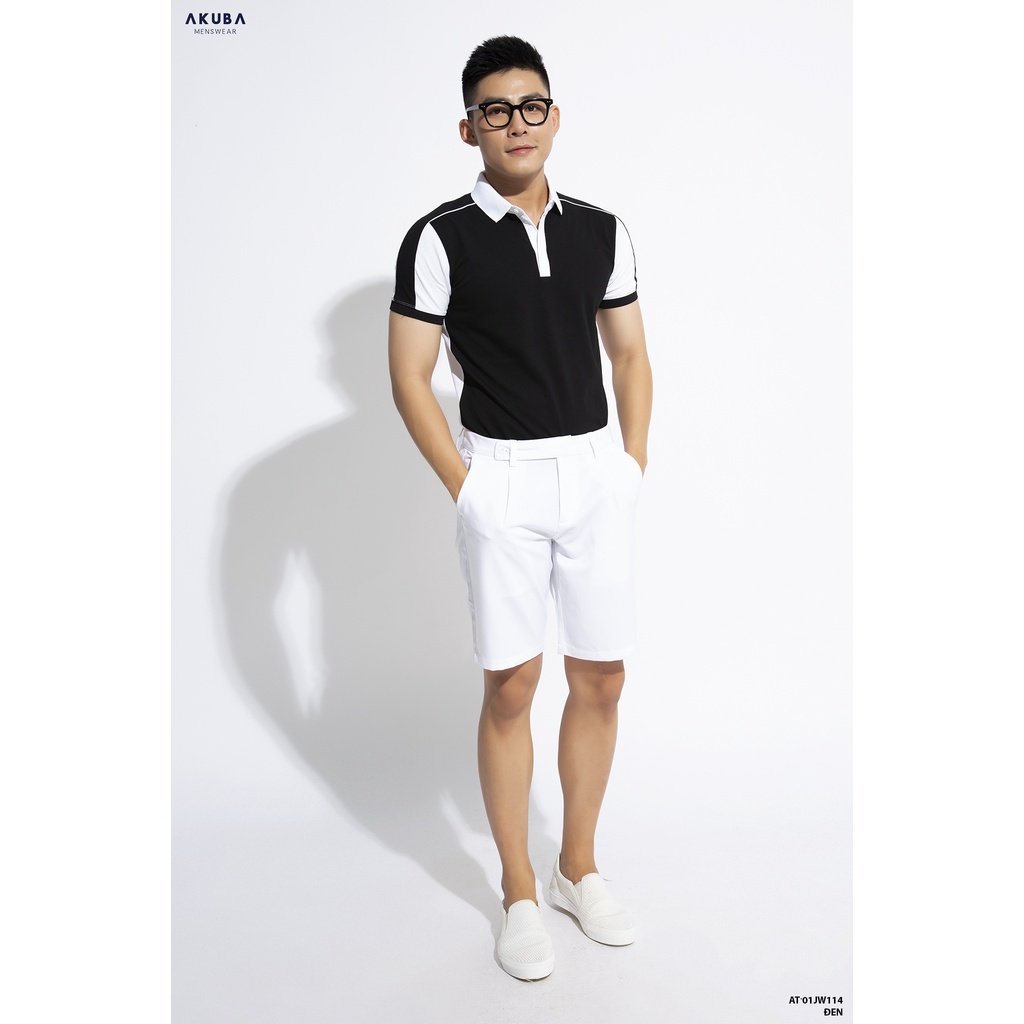 Áo thun polo nam AKUBA form slimfit, chất liệu 100% cotton cá sấu, vải mềm mại, thoáng khí, thấm hút mồ hôi tốt 01JW114