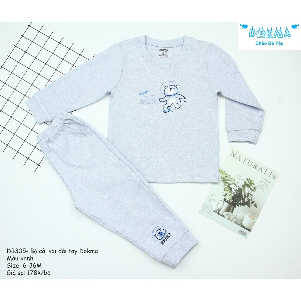 Dokma - Bộ cotton nỉ cài vai siêu đẹp 6-36m DB305