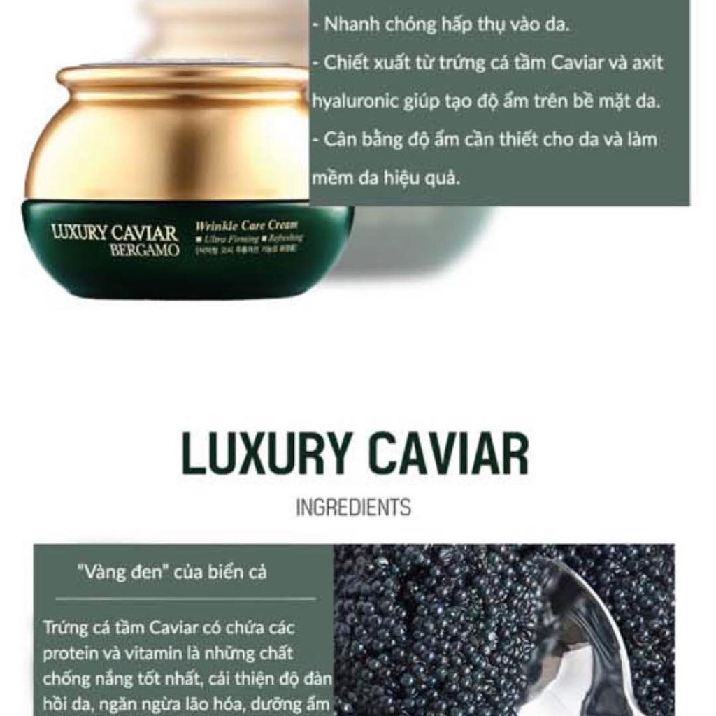 Kem Dưỡng Ngừa Nám Bergamo Luxury Caviar Wrinkle Care Cream 50g