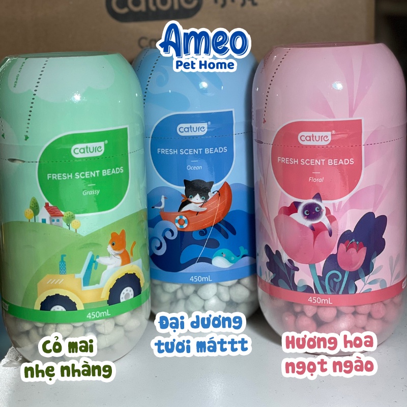 Hộp viên khử mùi cát cature, hạt thơm cát mèo, thích hợp cho phòng kín - ameo pet home