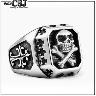 Nhẫn nam inox chome heart đầu lâu cá tính, chuẩn thời trang Hàn Quốc - Pala Store