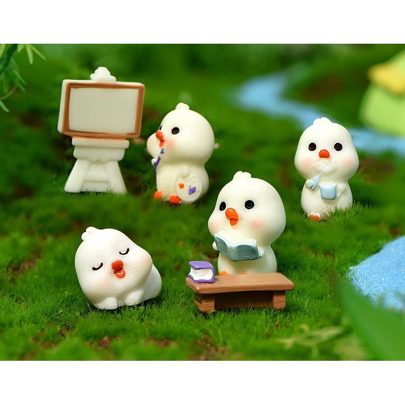 Tiểu cảnh trang trí Vịt đi học, trang trí bàn học, decor nhà cửa