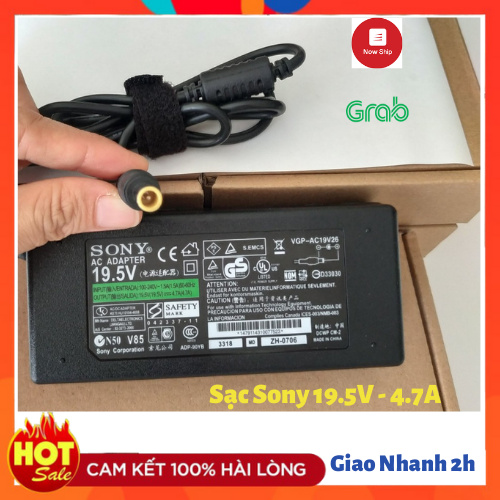 Sạc Laptop Sony Vaio Chính Hãng 19.5V - 4.7A- 90W Tặng Kèm Dây Nguồn, Bảo Hành 12 Tháng 1 Đổi 1