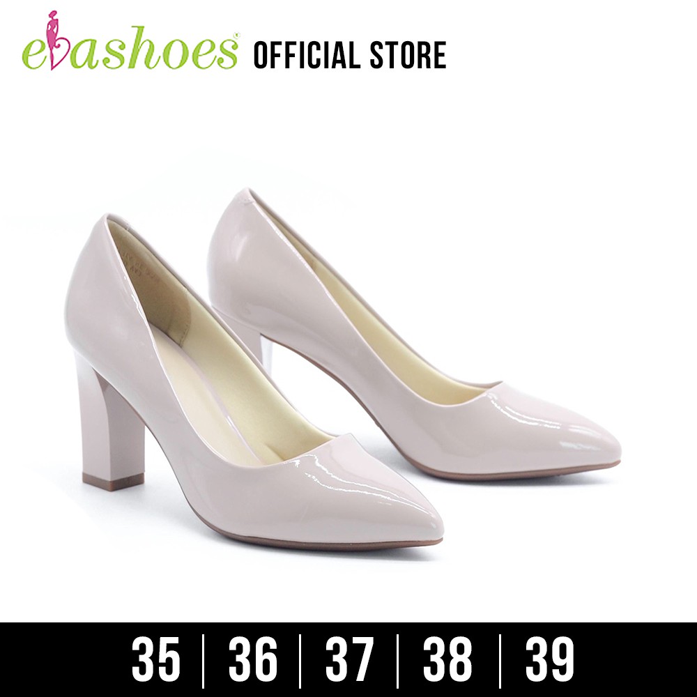 Giày Cao Gót Đế Vuông Mũi Nhọn Da Bóng 8cm Evashoes - Eva022-6