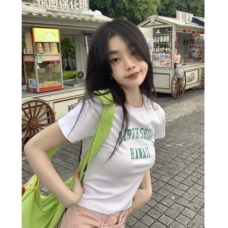 Áo Thun Tay Ngắn Cổ Tròn In Họa Tiết Phong Cách Hàn Quốc Thời Trang Cho Nữ