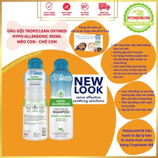 Sữa tắm chó mèo con TropiClean OxyMed Hypo-Allergenic Oatmeal Shampoo 💥 FREESHIP 💥 lứa tuổi có da nhạy cảm, dễ dị ứng