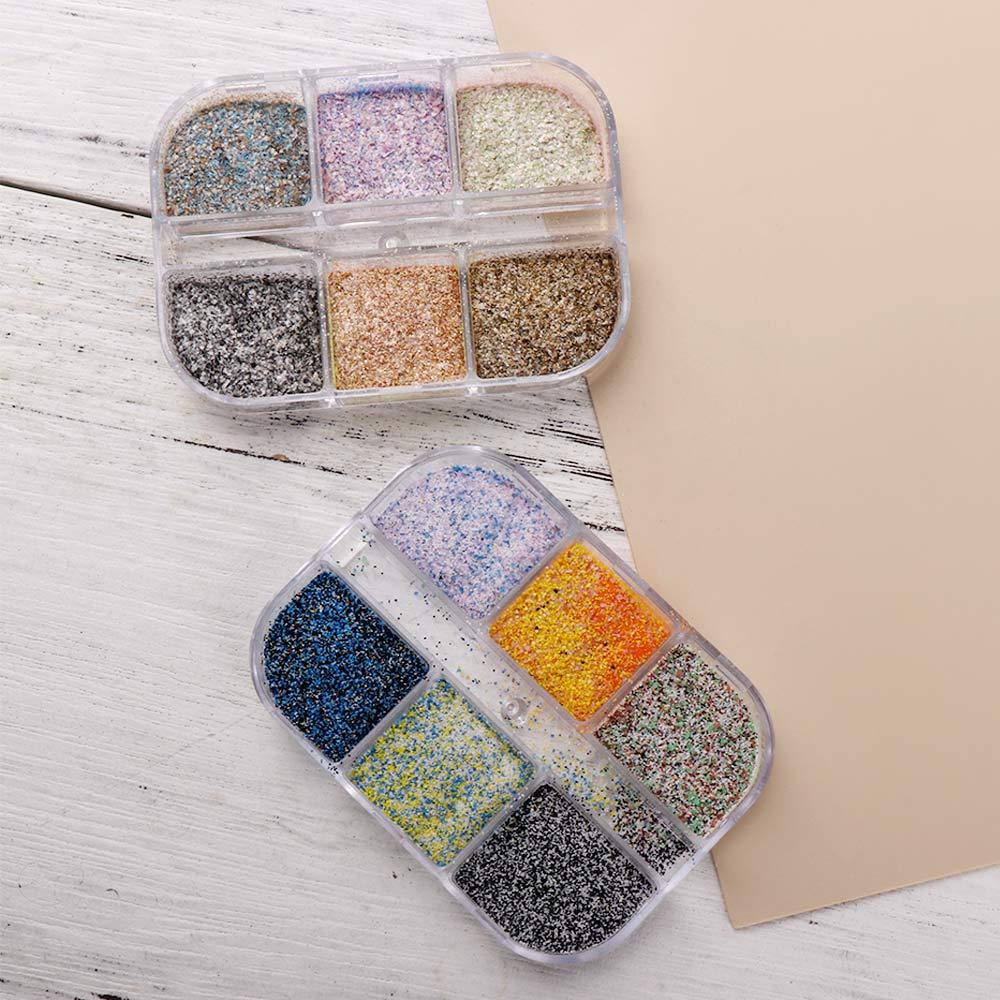 Hộp Bột Kim Tuyến Nhiều Màu Sắc Dùng Trang Trí Móng Tay Nghệ Thuật Thời Trang