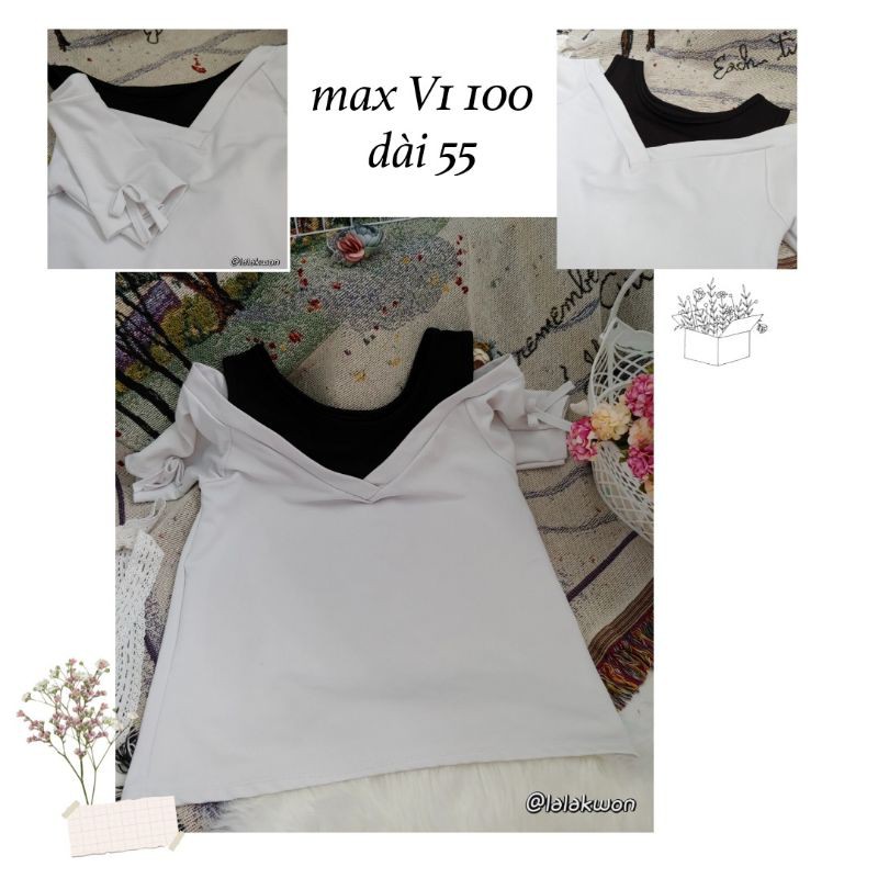 Áo giả rớt vai trắng đen