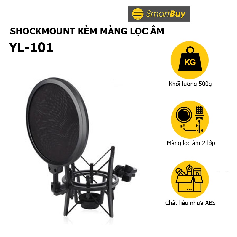 Shockmount Kèm Màng Lọc Âm YL-101 bảo vệ tối đa cho micro - Hàng chính hãng