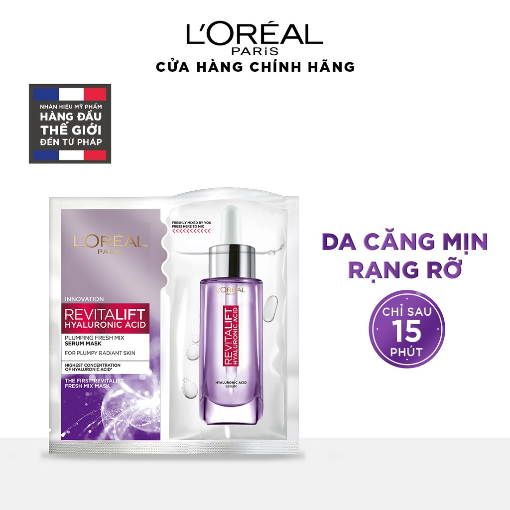 Bộ 10 mặt nạ HA Fresh Mix Serum & kem ngày Revitalift & kem đêm Revitalift L'Oreal Paris