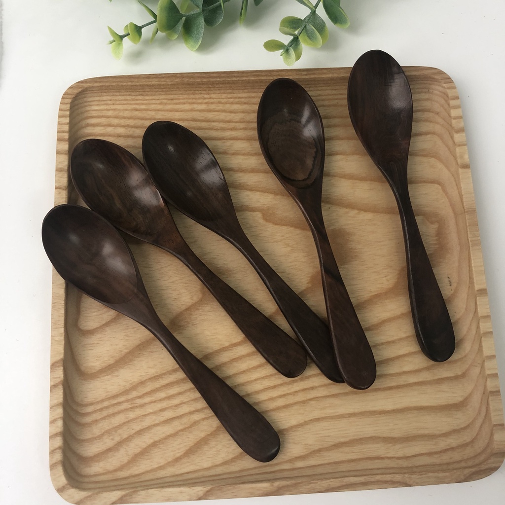 Thìa, Muỗng Gỗ Trắc Đen 16x3.5cm Ăn Cơm, Uống Cà Phê, Decor Chụp Ảnh Của Vitrapro