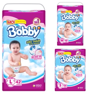 [ XẢ KHO NGHỈ BÁN] Bỉm - Tã dán Bobby size S56, M48, L42