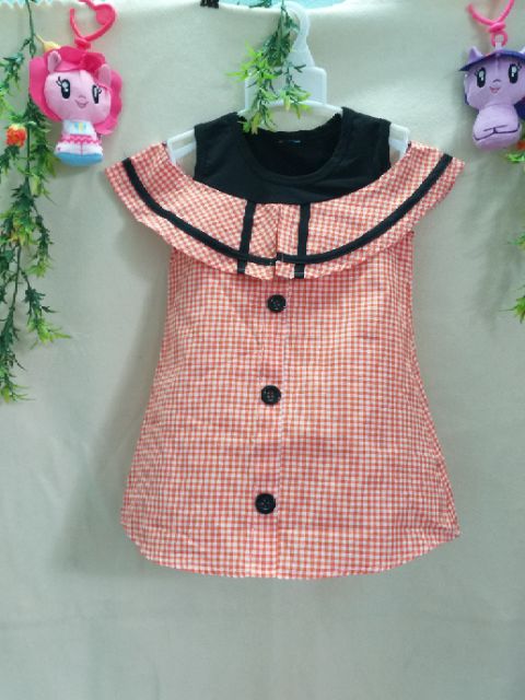 Đầm ca rô rớt vai có tay