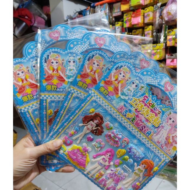 Sticker hình dán nổi  búp bê thay đồ