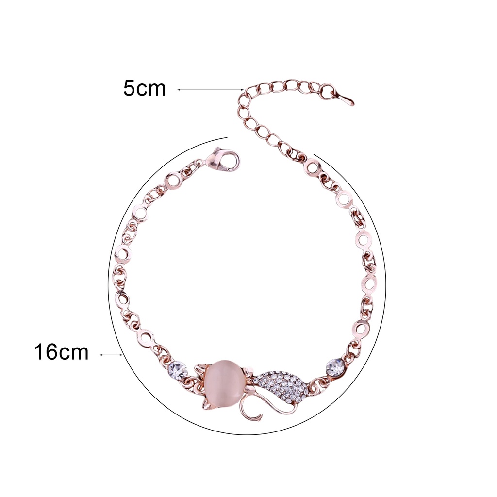 Vòng đeo tay đính đá Opan hình mèo xinh xắn dành cho nữ