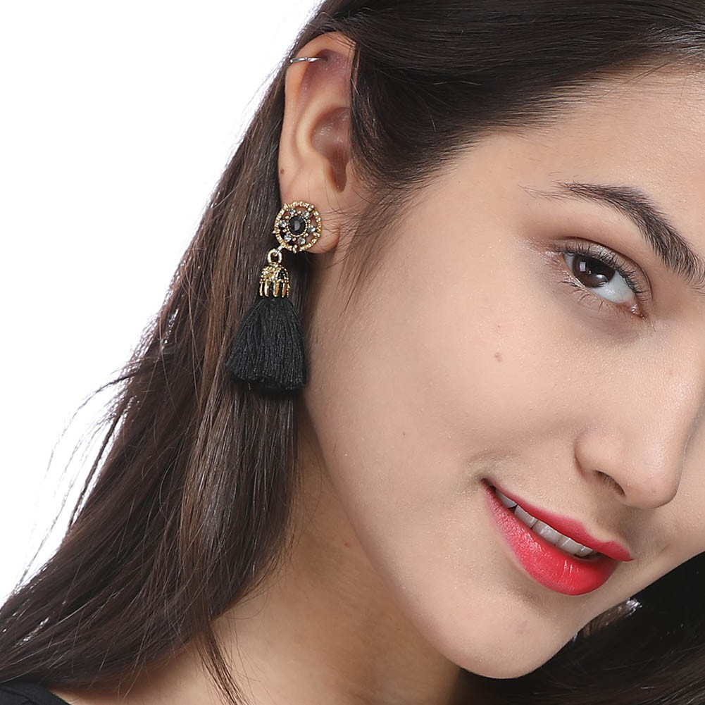 Hoa tai tua rua dài đính đá pha lê phong cách cổ điển