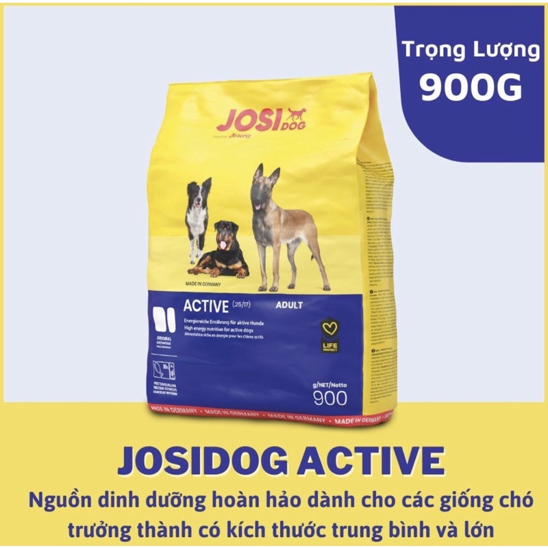 Thức Ăn Chó Cho Các Giống Chó Trưởng Thành Vận Động Nhiều JosiDog Active 900g