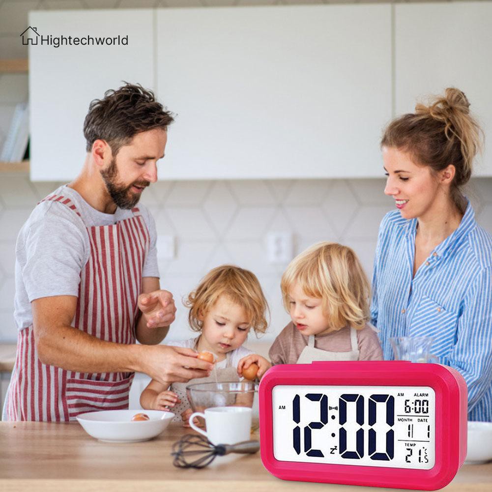 Hightechworld Temperature Alarm Clock LED Digital Backlight Calendar Snooze Mute Clock