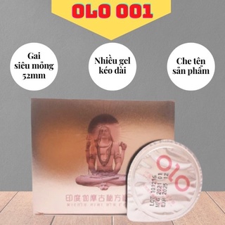 Bao cao su OLO  / bao cao su  siêu mỏng 0.01mm kéo dài thời gian, lửa băng màu vàng / Bcs 001 hộp 10 chiếc