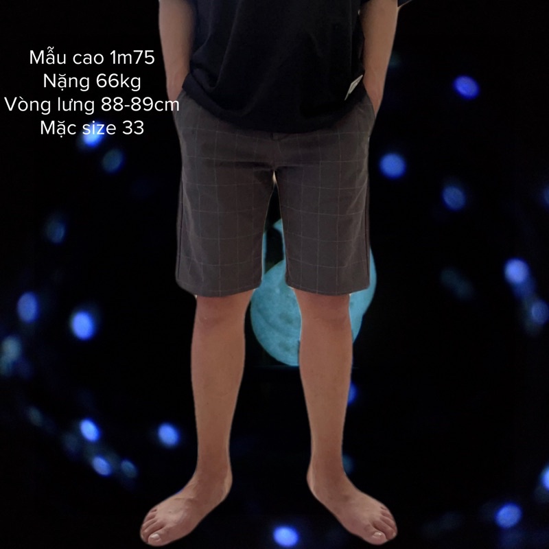 Quần short tây âu nam hoạ tiết caro co giãn Bigsize < 120kg