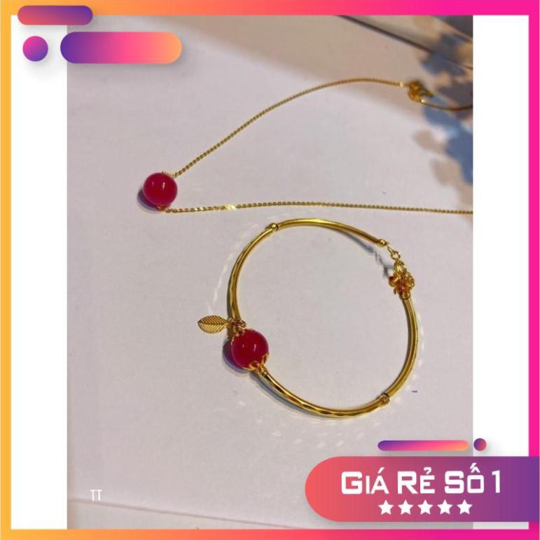 Freeship bộ trang sức đá ruby mix gold 10 Hàng bán chạy