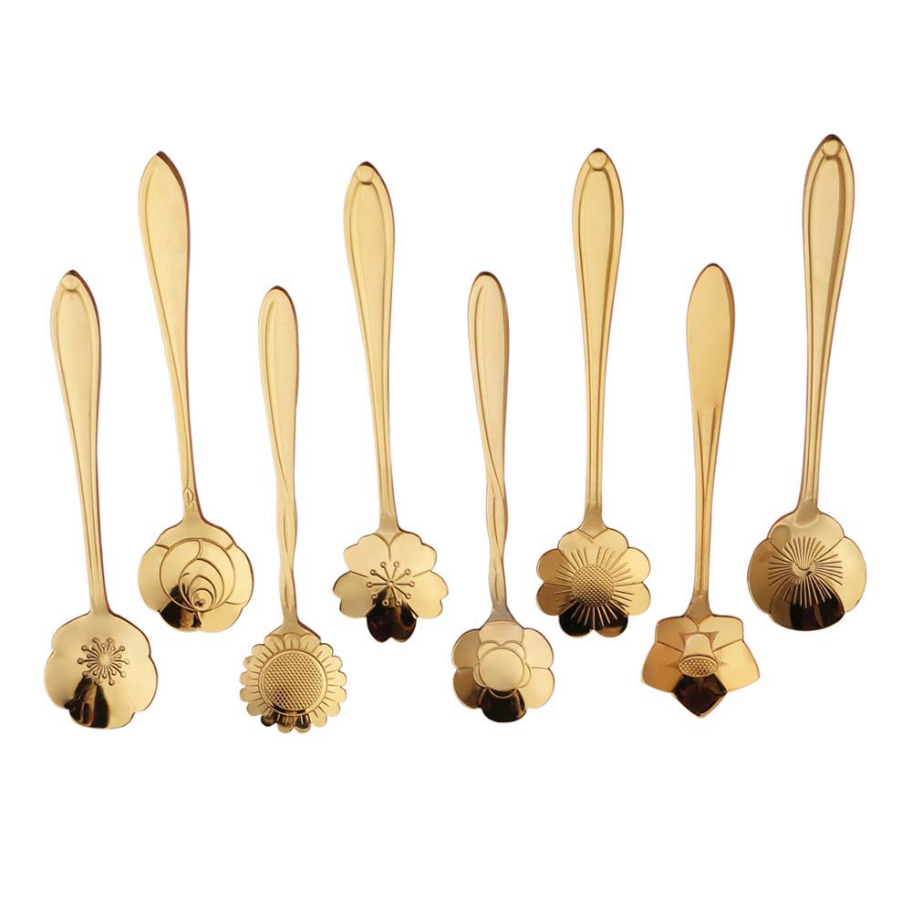 Set 8 Muỗng Ăn Tráng Miệng Bằng Thép Không Gỉ Nhiều Màu