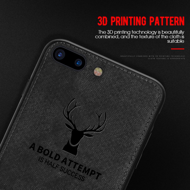 Ốp điện thoại phối da mặt nhám họa tiết đầu nai 3D chống sốc cho IPhone 6 6s 7 8 plus 11 pro xs max xr | BigBuy360 - bigbuy360.vn