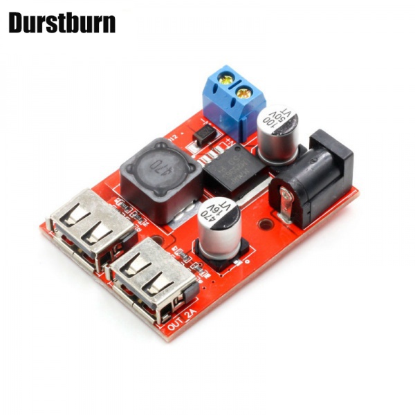 Mô đun sạc năng lượng mặt trời LM2596 Dual USB DC-DC 9V 12V 24V 36V sang 5V 3A cho xe hơi