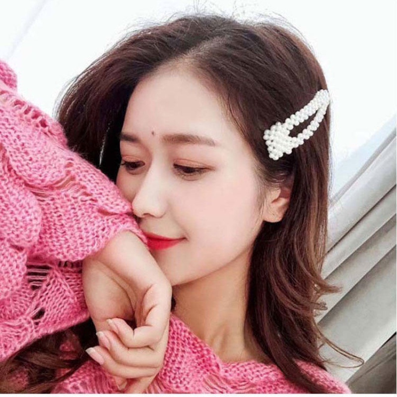 Kẹp Tóc Mái Ngọc Trai Nhân Tạo Kim Loại Đơn Giản Thời Trang Hàn Quốc Dành Cho Nữ