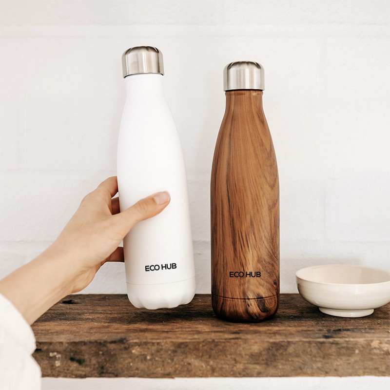 Bình giữ nhiệt ECOHUB thép không gỉ, 500ml (Đen / Trắng) | EH018