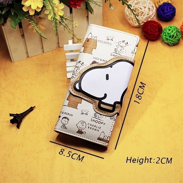 [Mã FASHIONCB264 giảm 10K đơn bất kỳ] Ví nữ bằng da PU in hình hoạt hình Snoopy dễ thương