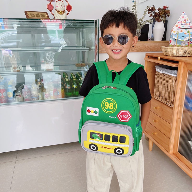 Balo trẻ em, balo cho bé đi học mẫu giáo mầm non hình ô tô xinh xắn chất liệu cao cấp BinBoKids