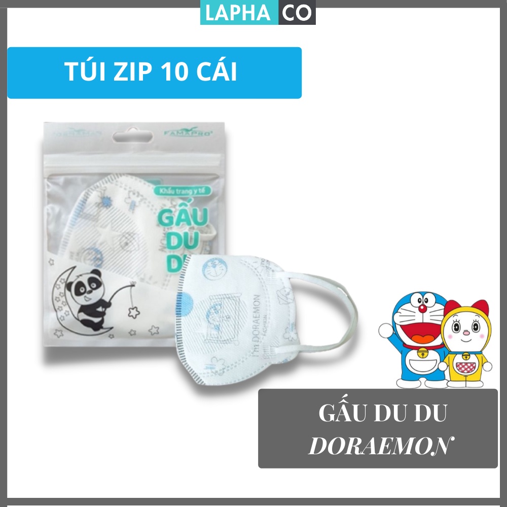 [ GẤU DU DU NAM ANH - COMBO 5 TÚI - 50CÁI] Khẩu trang trẻ em 3d Gấu Du Du Famapro Kháng giọt bắn, Kháng khuẩn