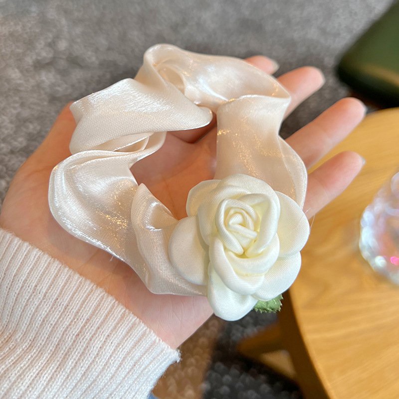 Dây buộc tóc, cột tóc scrunchies HOA TRÀ PHÁP màu trơn sang chảnh