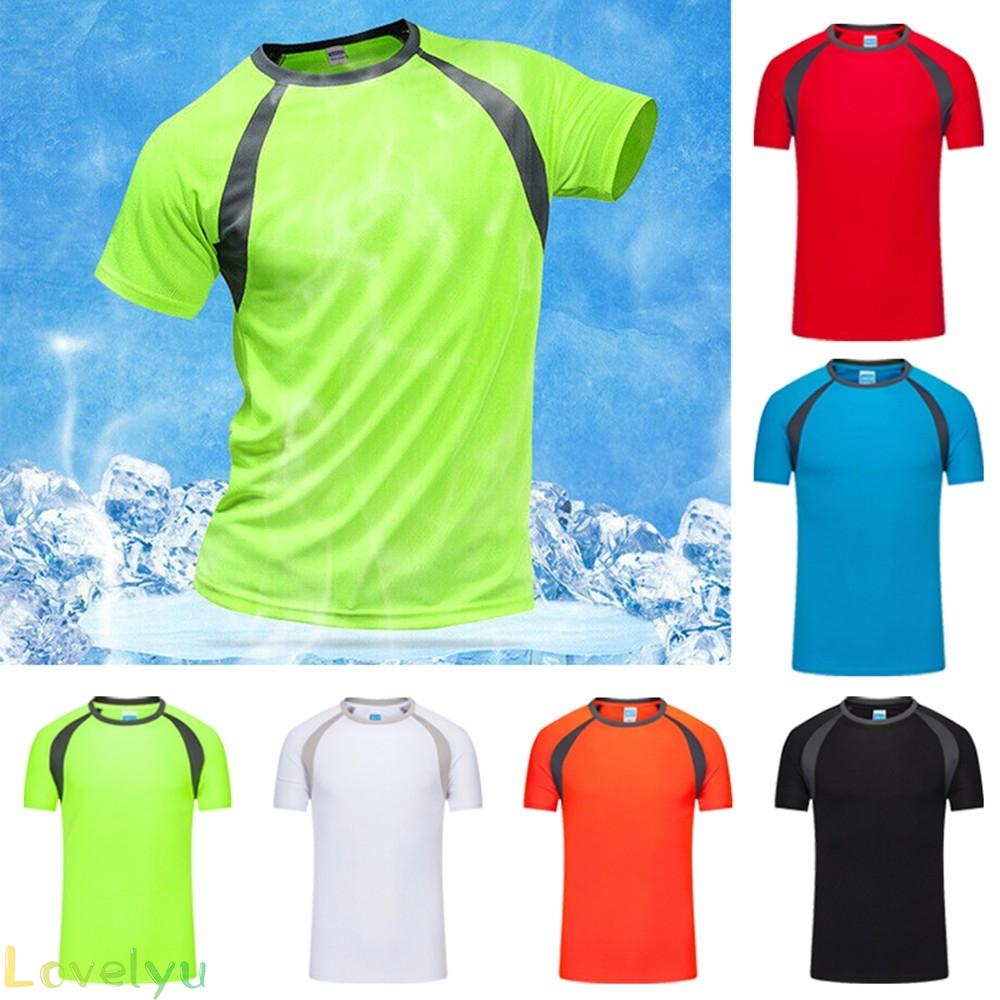 【LOVELYU】Men Breathable T-Shirt Quick Dry Athletic Wicking Cool Running Gym Sports Tops 100% brand new and high quality【Good Quality】