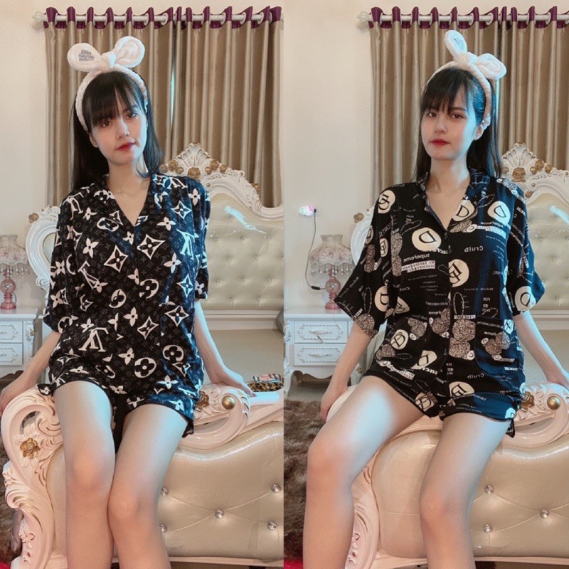 Bộ ngủ lụa cao cấp, PIJAMA lụa dáng dơi đùi | BigBuy360 - bigbuy360.vn
