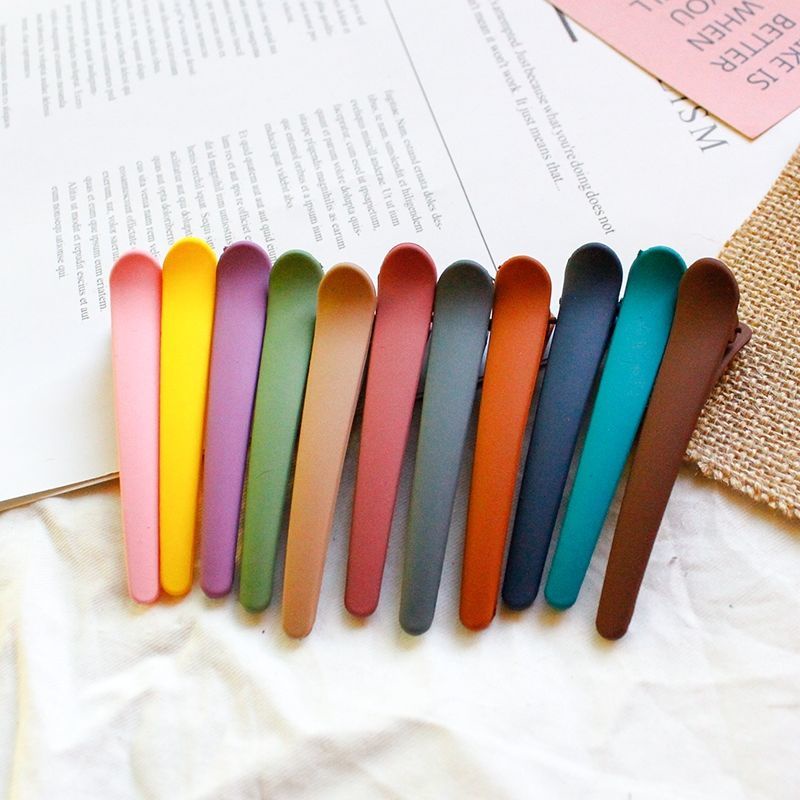Set 10 Kẹp Tóc Mỏ Vịt Bằng Acrylic Màu Đục Cho Nữ