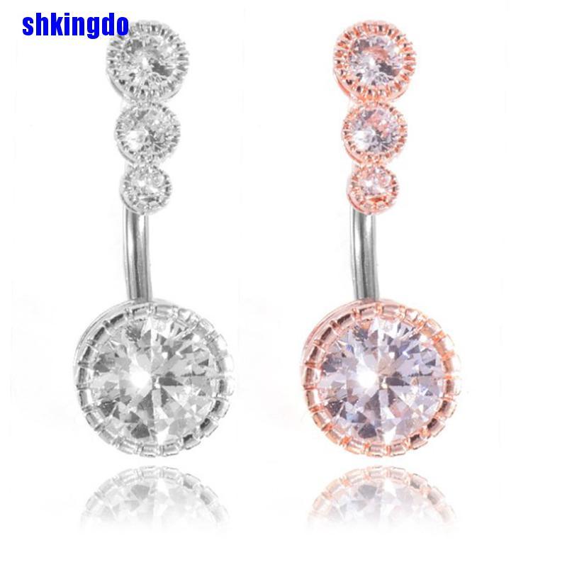 Khuyên rốn dạng thanh tạ đính pha lê