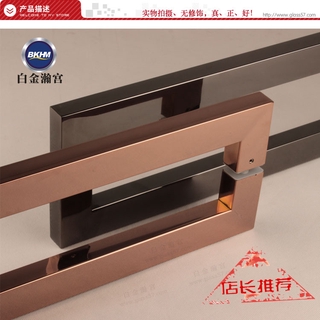 Tay cầm cửa kính titan màu đen KT có khung cửa dày ống vuông thép không gỉ chải Matt Rose cánh cửa vàng tay cầm