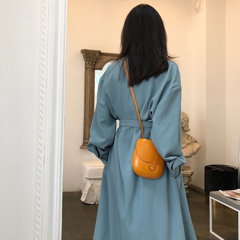 [FREESHIP] Váy Công Sở Tay Dài Thu Màu Xanh dáng dài  có đai thắt Quảng Châu Cao Cấp Hàng Chính Hãng Chất lượng Cao