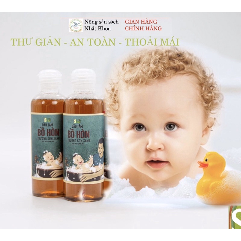Dầu tắm, sữa tắm bồ hòn trường sơn xanh cho bé, mát da, chống rôm sảy, mẩn ngứa.
