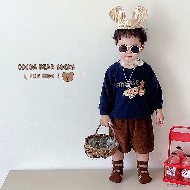 Set 5 Đôi Tất Cotton Kiểu Hoạt Hình Xinh Xắn Đáng Yêu Phong Cách Hàn Quốc Cho Bé