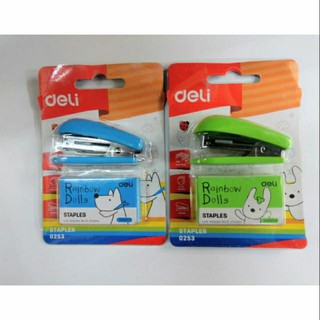 Bàn dập ghim mini deli kèm chân ghim dễ sử dụng