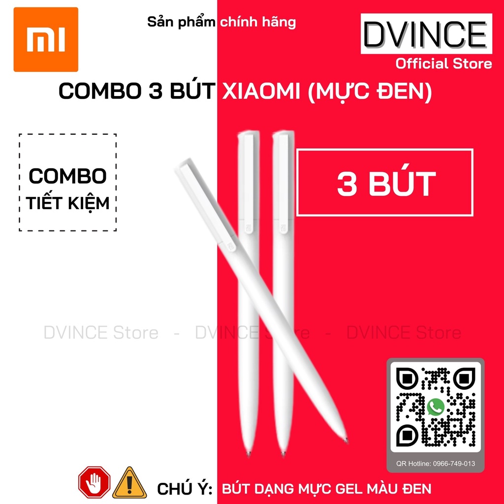 Combo 3 BÚT BI XIAOMI (Bút Trắng -  Mực Gel Đen) - Hàng Chính Hãng | DVINCE Store