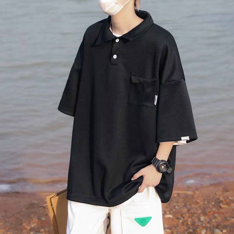 Áo Thun Polo Tay Ngắn Có Túi Dáng Rộng Thời Trang Mùa Hè Cho Nam Giới Size M-2XL