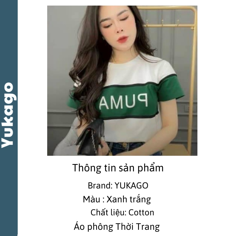 Áo thun nữ chất cotton pu.ma xanh trắng cá tính cho mùa hè M1.109.S | BigBuy360 - bigbuy360.vn